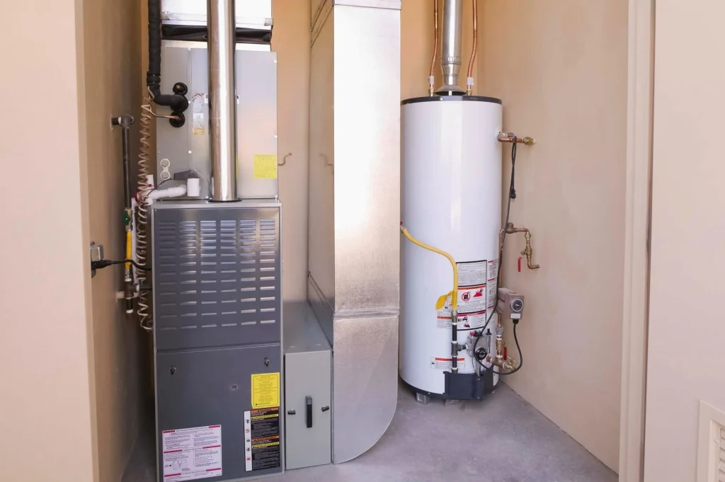 Water heater next to HVAC system